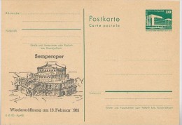 DDR P84-4-85 C108 Postkarte Zudruck SEMPEROPER DRESDEN 1985 - Cartes Postales Privées - Neuves