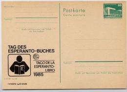 DDR P84-37-85 C130 Postkarte Zudruck ESPERANTO -BUCH LEIPZIG 1985 - Cartes Postales Privées - Neuves