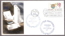 United Nations - MANPEX 1974/1975 Manchester, Connecticut - Postmarked The Universal Declaration Of Human Rights - Lettres & Documents