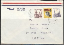 CZECH REPUBLIC Brief Postal History Envelope Air Mail CZ 004 Architecture Personalities Theater Literature - Lettres & Documents