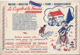 Credit Coopératif De France / La Cigale Et La Fourmi / Saint André Lez Lille /vers 1945-1955     BUV138 - Banque & Assurance