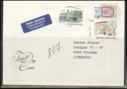 FINLAND Brief Postal History Envelope Air Mail FI 011 Architecture Coat Of Arm  Birds - Briefe U. Dokumente