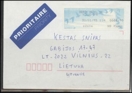 FRANCE Lettre Brief Postal History Envelope Air Mail FR 021 ATM Automatic Stamps Birds Special Cancellation - Brieven En Documenten