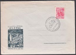 Yugoslavia 1950, Illustrated Cover "Philatelic Exibition In Sarajevo 1950" W./special Postmark "Sarajevo", Ref.bbzg - Lettres & Documents