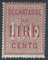 1884 REGNO SEGNATASSE 100 LIRE MH * - ED370 - Strafport