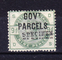 1883 SG 063 * Queen Victoria 9 D. Green Aufdruck GOVt PARCELS (SPECIMEN Doppelt Druck Abart) - Unused Stamps