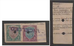 India  KG V  1R & 5R  Used As Passport Fee  # 53117  F   Inde Indien - Sonstige & Ohne Zuordnung