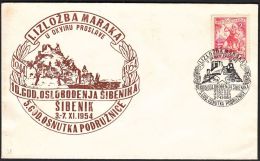 Yugoslavia 1954, Illustrated Cover"1st Philatelic Exibition In Sibenik 1954" W./special Postmark "Sibenik", Ref.bbzg - Lettres & Documents