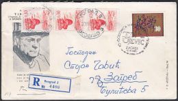 Yugoslavia 1965, Registered Illustrated  Cover "Tin Ujevic"  Belgrade To Zagreb, Ref.bbzg - Lettres & Documents