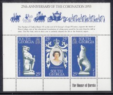 South Georgia MNH Scott #51a-#51c Strip Of 3 With Gutter 25th Anniversary Of Coronation Elizabeth II - Südgeorgien