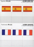 In Color 2x3 Flaggen-Sticker France+Spanien 7€ Kennzeichnung An Alben Karten Sammlung LINDNER 636+638 Flags Of ESPANA RF - Sable