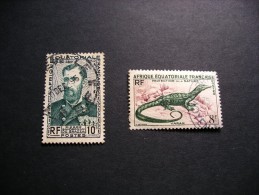 Afrique Equatoriale Française - 2 Timbres (°), Pierre Savorgnan De Brazza Et Varan - Gebraucht