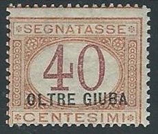 1925 OLTRE GIUBA SEGNATASSE 40 CENT MH * - ED409 - Oltre Giuba