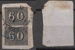 Brazil Brasil Mi# 14 Pair Used 60R Verticais On Fragment Blue SANTOS Postmark - Gebraucht