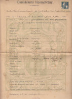 GYMNASIUM DIPLOMA, ROMAN CATHOLIC SCHOOL, REVENUE STAMP, 1915, HUNGARY - Diplome Und Schulzeugnisse
