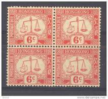 Hong Kong 1938 6c Postage Due Block Of 4 MNH(**) - Postage Due