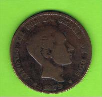 55  ESPAÑA   -  ALFONSO XII  10 Centimos 1879 Patina - First Minting
