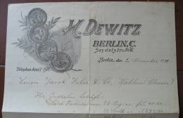 FATTURA H. DEWITZ BERLIN ANNO 1898 - Ambachten