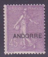 ANDORRE N° 14 \" SEMEUSE 45c LILAS\" NEUF Xx TTB - Sonstige & Ohne Zuordnung