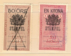 TAX REVENUE STEMPELMERKE STEUERMARKE TIMBRE FISCAL SWEDEN SCHWEDE SUEDE Early 1900-ties 50 Ore, 1 Kr - Fiscaux