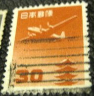 Japan 1952 Airmail - Douglas DC-4 Airplane Over Horyu-ji Pagoda 30y - Used - Oblitérés