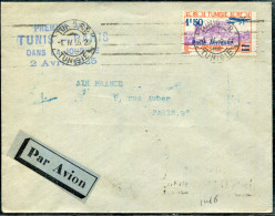 TUNISIE - PA N° 10 / LETTRE DE TUNIS LE 1/4/1935, 1er. VOL TUNIS PARIS DU 2/4/1935, MULLER N° 30 - TB - Poste Aérienne