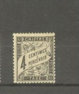 FRANCE STAMP TIMBRE TAXE N° 13 \"TYPE DUVAL 4c NOIR\" NEUF Xx TTB - Sonstige & Ohne Zuordnung