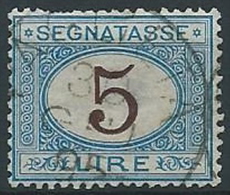 1870-74 REGNO USATO SEGNATASSE 5 LIRE - ED478 - Portomarken