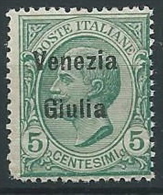 1918-19 VENEZIA GIULIA EFFIGIE 5 CENT MNH ** - ED523-4 - Vénétie Julienne