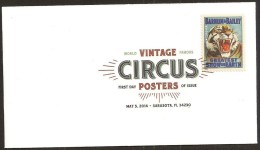 VERINIGTE STAATEN ETATS UNIS USA 2014  FROM SHEET VINTAGE CIRCUS POSTERS-TIGER FDC SC 4903 MI  YT 4706 SG 5518 - 2011-...
