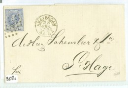 BRIEFOMSLAG Uit 1874 Van AMSTERDAM Naar DEN HAAG  NVPH 19 PUNTSTEMPEL 5 (8580) - Covers & Documents