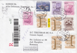 STAMPS ON REGISTERED COVER, NICE FRANKING, 2003, HUNGARY - Gebruikt