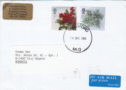 MISLETOE, TREE, STAMPS ON COVER, 2002, UK - Covers & Documents