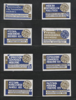 CZECHOSLOVAKIA 1929 BRNO MODERN COMMERCE MALT BREWERY MODERN WOMAN EXPO SET OF 8 POSTER STAMPS IN DIFFERENT LANGUAGES - Neufs