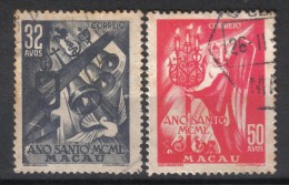 W717 - MACAO 1950,  Serie N. 338/339  Usata . Anno Santo - Oblitérés