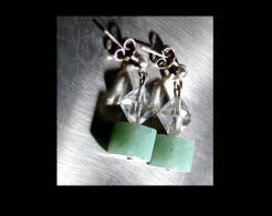 - Boucles D'oreille En Aventurine Facetée / Aventurine, Cristal And Silver Earrings - Ohrringe