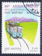 2012 SAN MARINO "80° ANN. DELL´INAUGURAZIONE DELLA FERROVIA ELETTRICA RIMINI - SAN MARINO"  SINGOLO ANNULLO PRIMO GIORNO - Usati