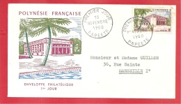 N°Y&T14   PREMIER JOUR   PAPEETE    Vers    FRANCE   1960 - FDC