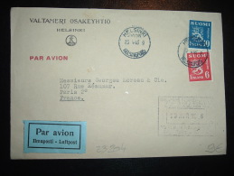 LETTRE PAR AVION POUR FRANCE TP 10 + 6 OBL. 23 4 46 HELSINKI AVION + VALTAMERIE OSAKEYHTIO - Lettres & Documents