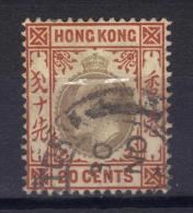 W842 - HONG KONG 1904 , Edoardo VII  20 Cent Yvert  N. 86  Usato . Fil CA  Mult . - Gebruikt