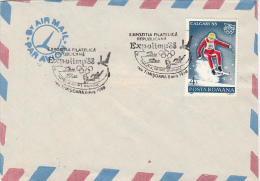 CALGARY'88 WINTER OLYMPIC GAMES, SKI, SPECIAL POSTMARK, STAMP ON COVER, 1988, ROMANIA - Winter 1988: Calgary