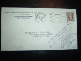 LETTRE TP 2C OBL.MEC. MAR 11 1941 MONTREAL + GRIFFE VIOLETTE RECU SANS CONTENU + CACHET SERVICE DES FACTEURS - Postgeschiedenis