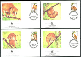 CONGO 1997 - 4 Env WWF 1er Jour - Singe - (Y 1051/54) - FDC