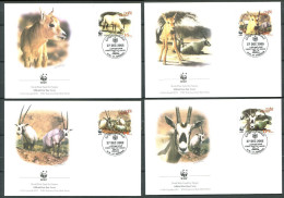 JORDANIE 2005 - 4 Env WWF 1er Jour - Oryx Gazelle - FDC