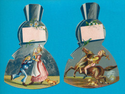 LOT 2, CHILDREN IN BELL,  VICTORIAN SCRAP,  ENFANTS DANS CLOCHE, DECOUPIS ANCIENS NON GAUFRE,  EX COND, Ca  8.5  X 13 Cm - Enfants