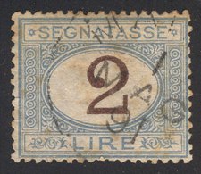 ITALIA - REGNO - SEGNATASSE LIRE 2 -AZZURRO CHIARO E BRUNO- Used - 1870 - Postage Due