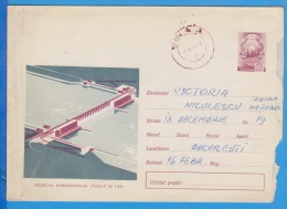 Energy System, Electricity,  Portile De Fier, Danube, Dam  ROMANIA Poatal Stationery 1965 Very Very Rare - Agua