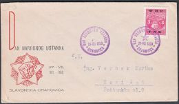 Yugoslavia 1950, Illustrated Cover "National Uprising Day" W./ Special Postmark "Orahovica", Ref.bbzg - Lettres & Documents