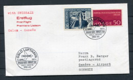 1974 Norway Switzerland Oslo - Geneva Swissair First Flight Cover - Storia Postale