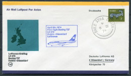 1974 Eire Dublin - Dusseldorf Lufthansa Boeing 737 First Flight Cover - Airmail